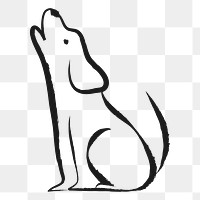 Howling dog png sticker, cute doodle on transparent background