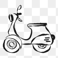 Motorcycle scooter png sticker, cute doodle on transparent background