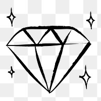 Diamond png sticker, cute doodle on transparent background