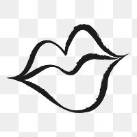 Woman's lips png sticker, cute doodle on transparent background