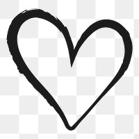 Valentine's heart png sticker, cute doodle on transparent background