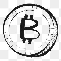 Bitcoin cryptocurrency png sticker, cute doodle on transparent background