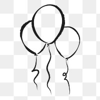 Floating balloons png sticker, cute doodle on transparent background