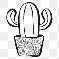 Cactus png sticker, cute doodle on transparent background