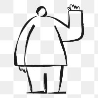 Waving man png sticker, cute doodle on transparent background