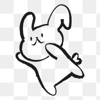 Bunny png sticker, cute doodle on transparent background