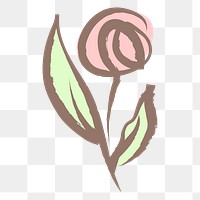 Rose flower png sticker, pastel doodle in aesthetic design on transparent background