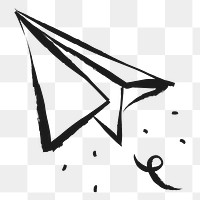 Paper plane png sticker, cute doodle on transparent background