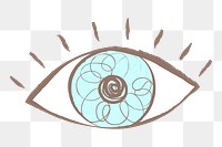 Observing eye png sticker, pastel doodle in aesthetic design on transparent background