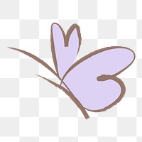 Purple butterfly png sticker, pastel doodle in aesthetic design on transparent background