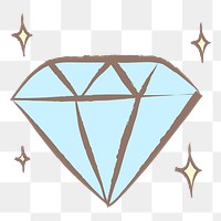 Diamond png sticker, pastel doodle in aesthetic design on transparent background