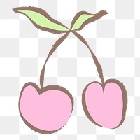 Cherry fruit png sticker, pastel doodle in aesthetic design on transparent background
