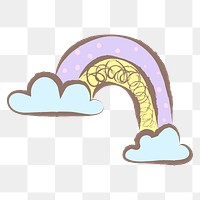 Rainbow, weather png sticker, pastel doodle in aesthetic design on transparent background