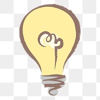 Light bulb png sticker, pastel doodle in aesthetic design on transparent background