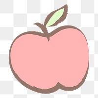 Apple fruit png sticker, pastel doodle in aesthetic design on transparent background