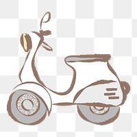 Motorcycle scooter png sticker, pastel doodle in aesthetic design on transparent background