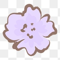 Purple flower png sticker, pastel doodle in aesthetic design on transparent background