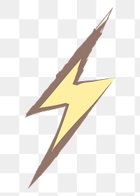 Lightning bolt png sticker, pastel doodle in aesthetic design on transparent background