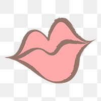 Woman's lips png sticker, pastel doodle in aesthetic design on transparent background