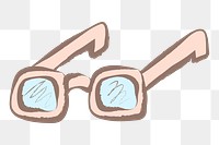 Eyeglasses png sticker, pastel doodle in aesthetic design on transparent background