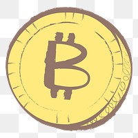 Bitcoin cryptocurrency png sticker, pastel doodle in aesthetic design on transparent background