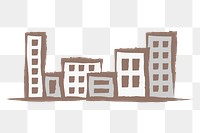 Office buildings png sticker, pastel doodle in aesthetic design on transparent background