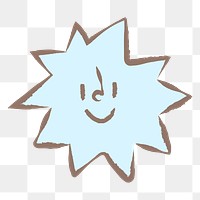 Smiling face emoticon png sticker, pastel doodle in aesthetic design on transparent background