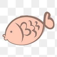 Orange fish png sticker, pastel doodle in aesthetic design on transparent background