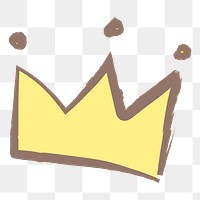Crown png sticker, pastel doodle in aesthetic design on transparent background