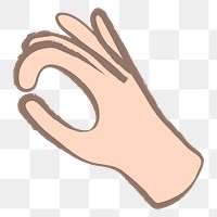 Okay hand png sticker, pastel doodle in aesthetic design on transparent background