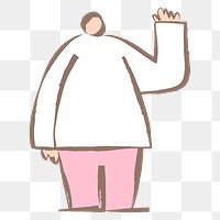 Waving man png sticker, pastel doodle in aesthetic design on transparent background