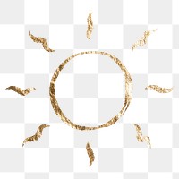 Sun, weather png sticker, gold aesthetic illustration on transparent background