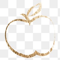 Apple fruit png sticker, gold aesthetic illustration on transparent background