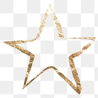 Star shape png sticker, gold aesthetic illustration on transparent background