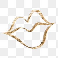 Woman's lips png sticker, gold aesthetic illustration on transparent background