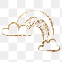 Rainbow, weather png sticker, gold aesthetic illustration on transparent background