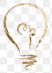 Light bulb png sticker, gold aesthetic illustration on transparent background