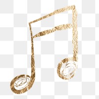 Music note png sticker, gold aesthetic illustration on transparent background