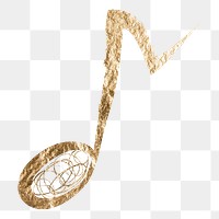 Music note png sticker, gold aesthetic illustration on transparent background