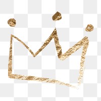 Crown png sticker, gold aesthetic illustration on transparent background