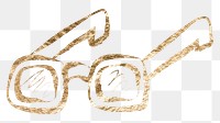 Eyeglasses png sticker, gold aesthetic illustration on transparent background