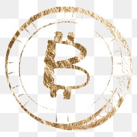 Bitcoin cryptocurrency png sticker, gold aesthetic illustration on transparent background