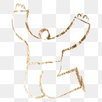 Jumping man png sticker, gold aesthetic illustration on transparent background