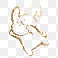 Bunny png sticker, gold aesthetic illustration on transparent background