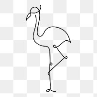 Flamingo png logo element, line art animal illustration