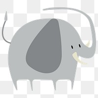 Elephant png flat illustration transparent digital sticker