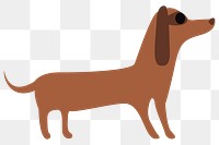 Dachshund png digital sticker transparent illustration in brown