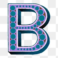 Retro letter B alphabet font png