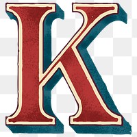 Vintage K alphabet png font