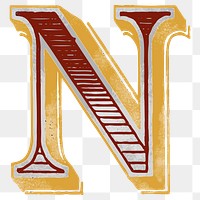 Vintage N alphabet png font